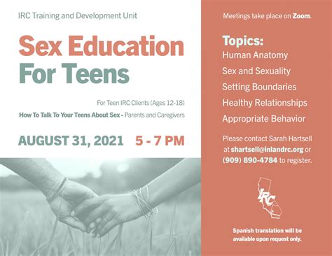 Sex Education For Teens Inland Regional Center