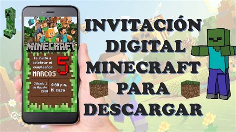 Diy Invitación Minecraft Cumpleaños Invitaciones De Minecraft