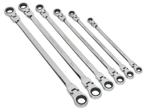 6pc Extra Long Flexible Double End Ratchet Ring Spanner Wrench Set