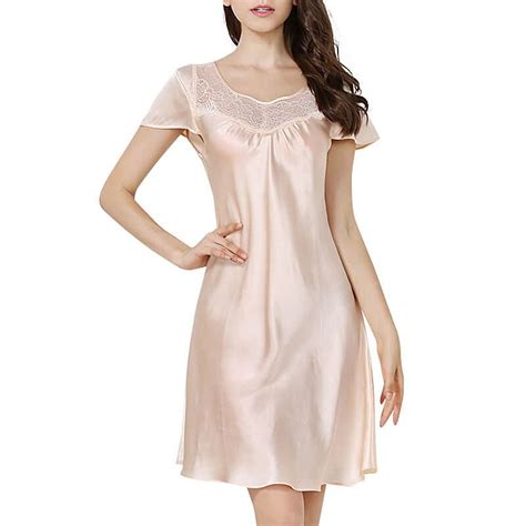 19 Momme Short Sleeved Classic Silk Nightgown Nightgowns For Women Silk Nightgown Silk Sleepwear