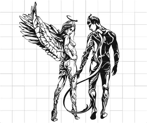 Demon Angel Couple in love SVG PDF EPS vector image file art | Etsy
