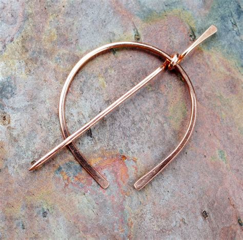 Copper Penannular Brooch Or Shawl Pin Sweater Clip Etsy