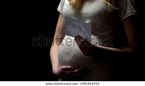 Pregnant Female Looking Baby Xray Holding Stock Photo 1485866918