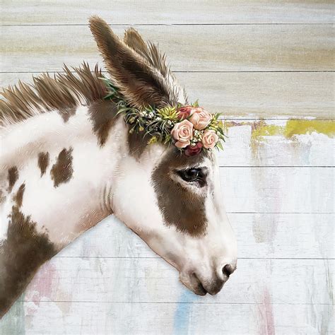 Spotted Donkey With Flowers Painting By Amanda Jay