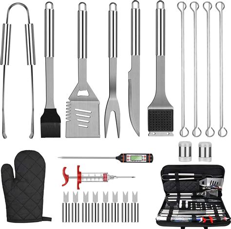 Emwel Bbq Grill Tools Set 27pcs In One Case Heavy Duty Stainless Steel