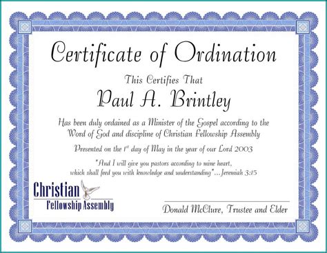 Ordination Certificate Templates Template 2 Resume Examples Ygkzky753p