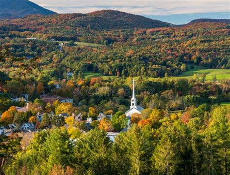 Small Town Of Stowe In Vermont During The Fall Stock Image Image Of