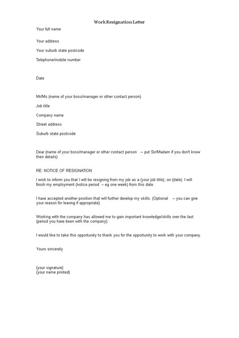 Formal Resignation Letter Sample With Notice Period F Vrogue Co