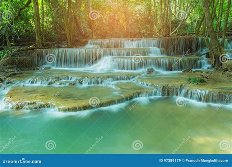 Beauty Multiple Layer Tropical Waterfall Stock Image Image Of Foliage