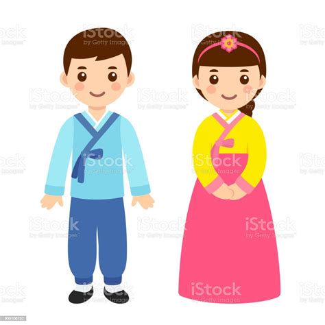 Traditional Korean Costumes Stock Illustration Download Image Now Hanbok Asia Blue Istock