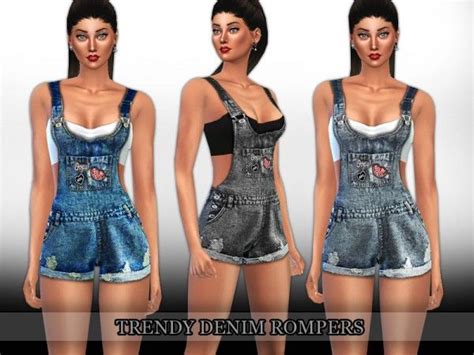 The Sims Resource Trendy Denim Rompers By Saliwa Sims 4 Downloads