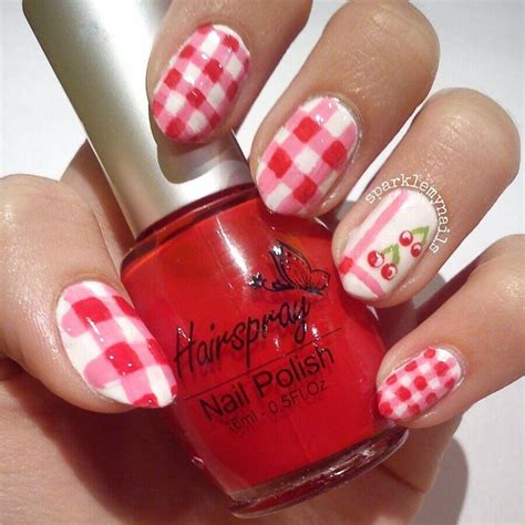 Picnic And Cherries Nail Art By Sparklemynails Cherry Nail Art