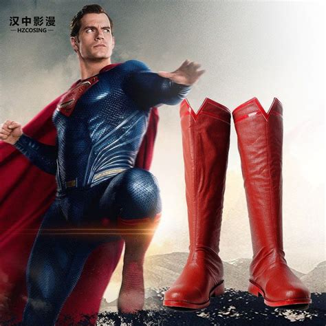 Justice League Superman Clark Kent Cosplay Leather Boots Shoes Custom