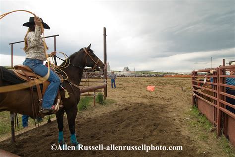 Cowgirl Header Team Roping At Rodeo Allen Russell Photography