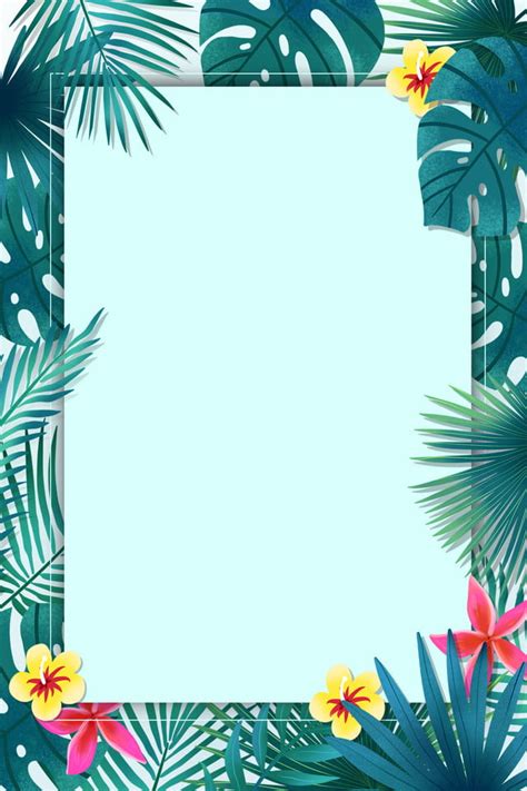 Fresh Tropical Plants Border Summer Promotion Poster Background