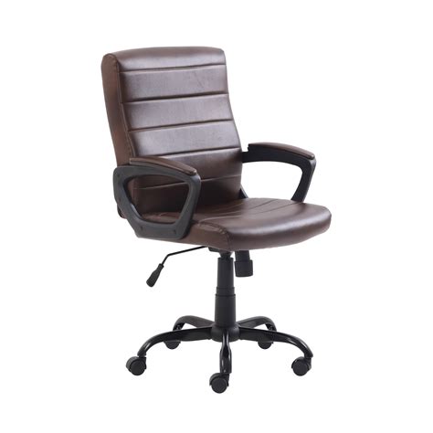 Mid Back Managers Office Chair With Arms Bonded Leather Multiple