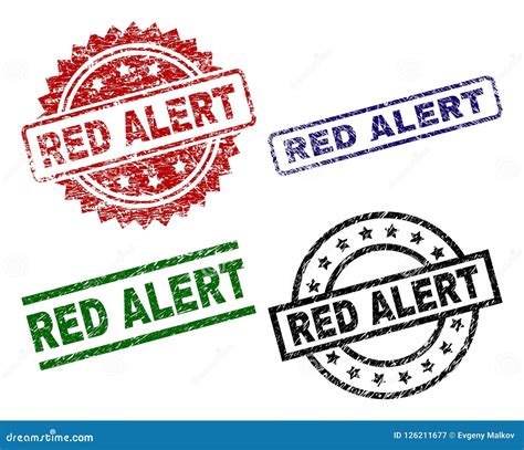 Damaged Textured Red Alert Stamp Seals Stock Vector Illustration Of