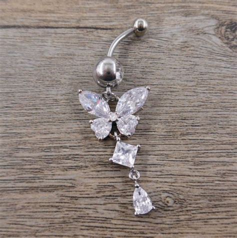 Belly Button Rings Butterfly Hypoallergenic Belly Piercing Etsy
