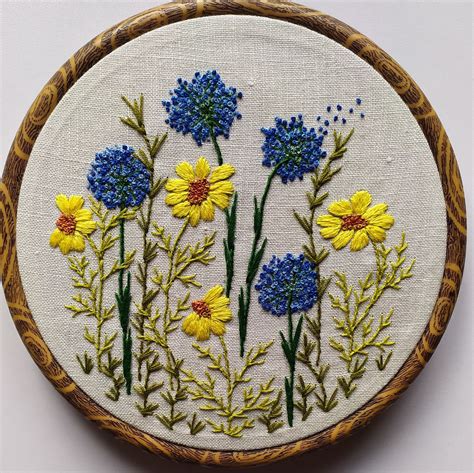 Wall Hanging Embroidered Art Flowers Framed Embroidered Art Etsy