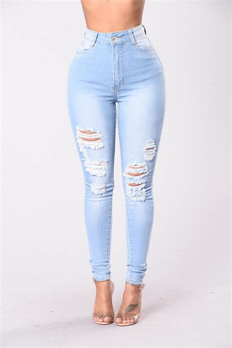 Drive To The Ocean Jeans Light Blue Wash In Cute Ripped Jeans Fashion Nova Outfits