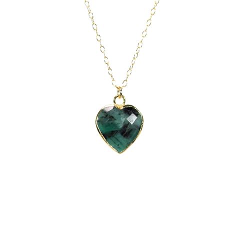 Reserved Emerald Necklace Crystal Heart Necklace May Birthstone Green Heart Pendant A Gold