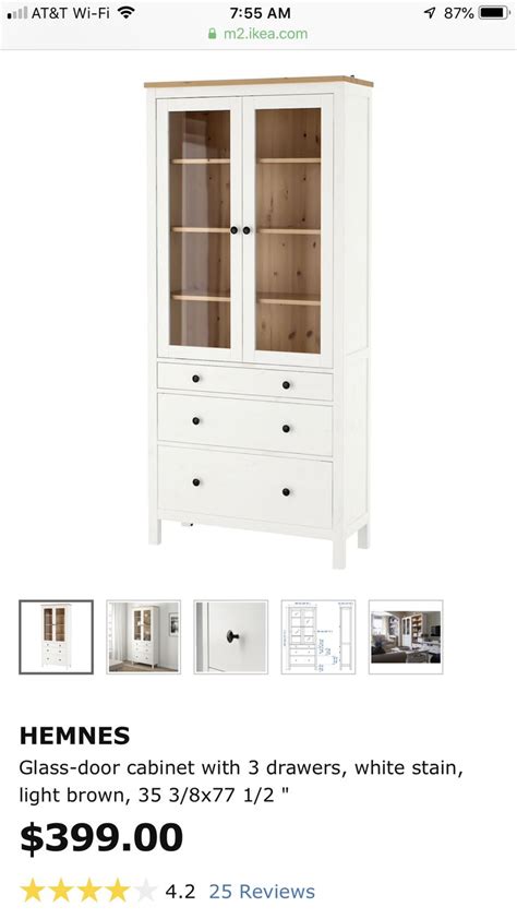 Hemnes Glass Door Cabinet With 3 Drawers White Stain Light Brown Ikea