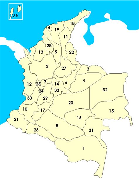 Mapa De Los Departamentos De Colombia