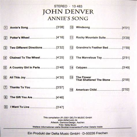 John Denver Annies Song Cd Us Import 4006408134831 Ebay