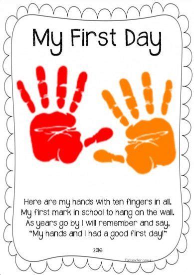 My First Day Handprint Poem Updated 2017 First Day Of School