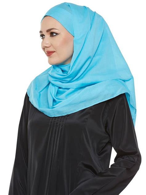 Blue Cotton Islamic Hijab Head Scarf Momin Libas 2685007