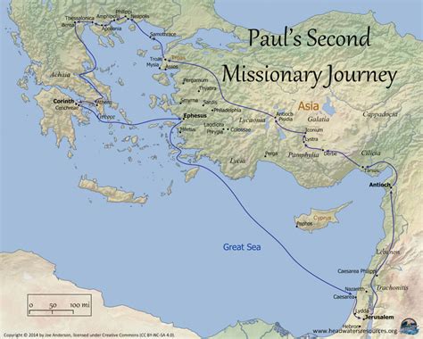 Paul 2nd Missionary Journey Map For Kids
