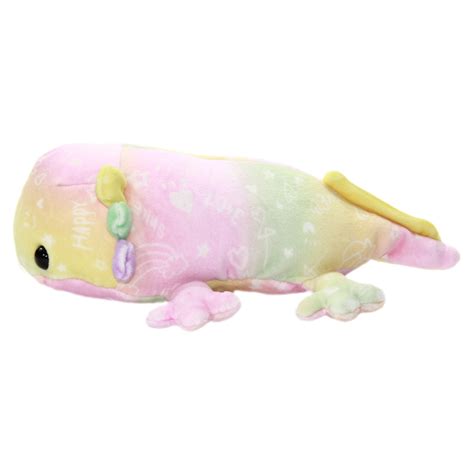 Mochi Puni Rainbow Axolotl Plushie Pink Yellow 9 Inches