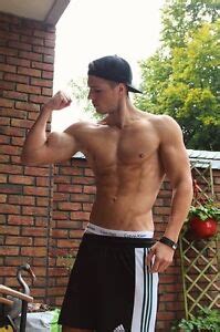 Shirtless Male Beefcake Muscular Hunk Jock Flexing Muscles Photo X C EBay