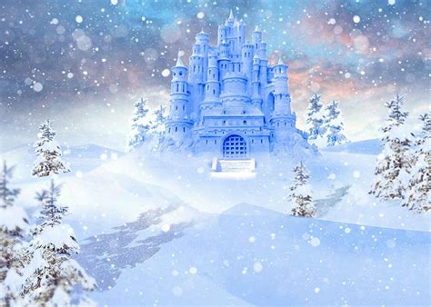 New Winter Backdrop 7x5ft Frozen Snow World Tree Box Santa Claus Photo