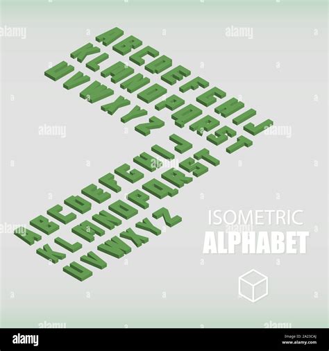 Set Of Isometric Alphabet Green Vector Illustration Stock Vector Image