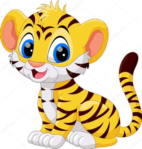 Caricatura Lindo Bebé Tigre Cartoon Tiger Tiger Cartoon Baby Tiger