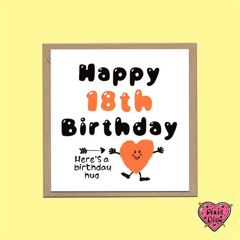 Happy 18th Birthday Card Personalised Card With A Hug Monster Etsy