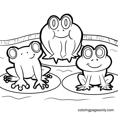 Three Cute Frogs Coloring Page Free Printable Coloring Pages