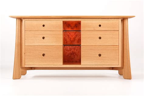 Cabinet With Central Display Recess Engish Oak