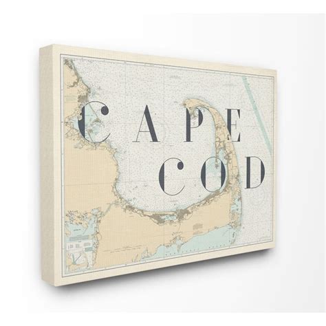 Stupell Industries Cape Cod Beach Vintage Map Word Design Daphne