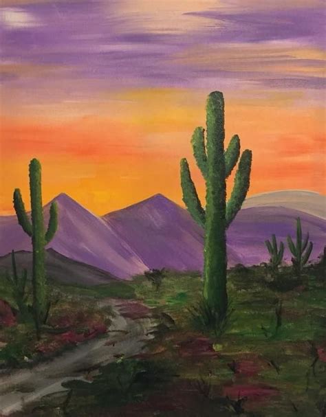 Love Desert Cactus Desert Painting Abstract Art Painting Sunset