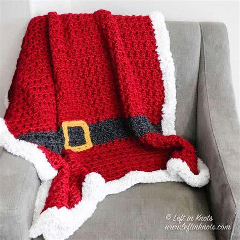 Crochet Santas Blanket With Fur Border Free Pattern For Christmas