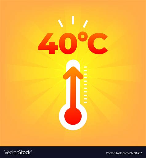 You are currently converting temperature units from fahrenheit to celsius. Heat thermometer 40 degrees celsius summer Vector Image