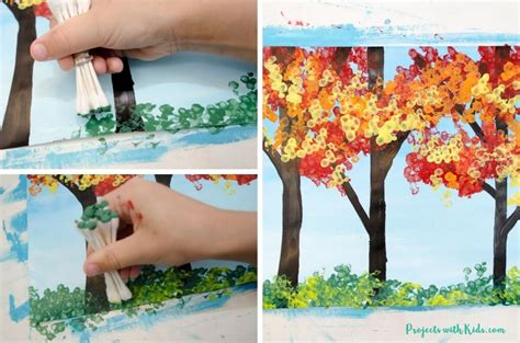 Fall Tree Painting With Bundled Q Tips Projects With Kids
