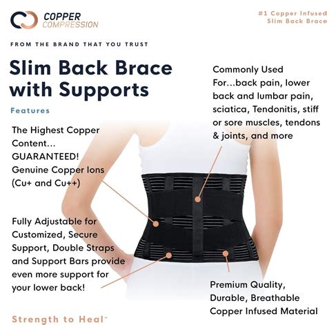 Copper Compression Slim Back Brace With Extra Support Bars Fit For Men