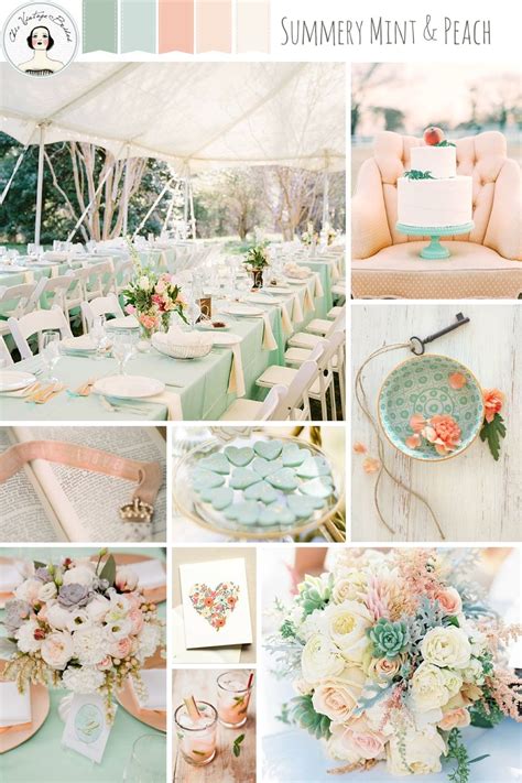 A Romantic Mint Peach Wedding Inspiration Board Spring Wedding