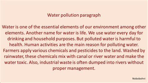 Water Pollution Paragraph 150 200 300 350 Word For Sschsc