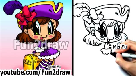 how to draw cartoon characters chibi pirate girl step by step draw people fun2draw youtube