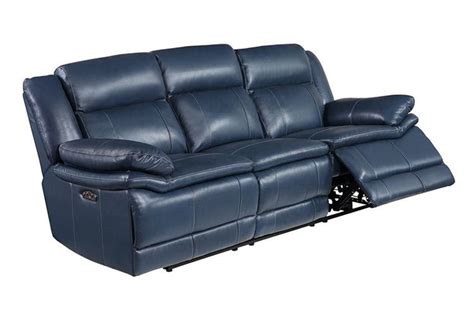 Blue Leather Reclining Sofas Baci Living Room