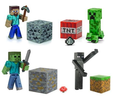 Lote 4 Figuras Minecraft Steve Creeper Enderman E Zombie R 19999